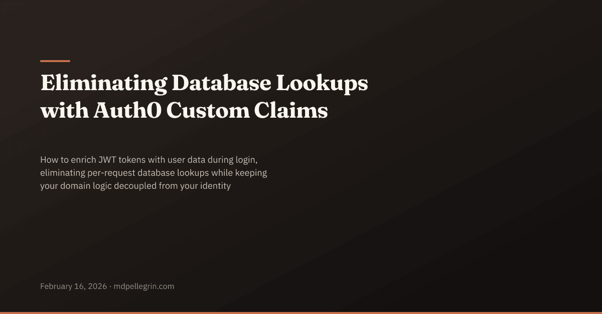Eliminating Database Lookups with Auth0 Custom Claims | Michael Pellegrin